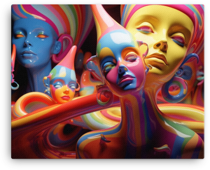 A Symphony of Abstract Faces and Colors Canvas