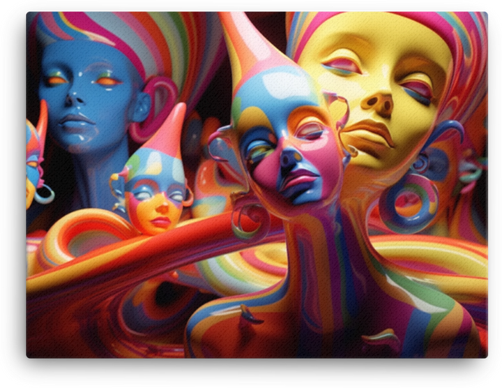 A Symphony of Abstract Faces and Colors Canvas