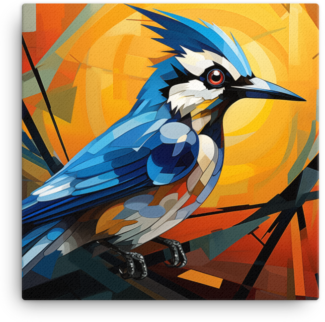 Abstract Blue Jay Brilliance Canvas Wall Art