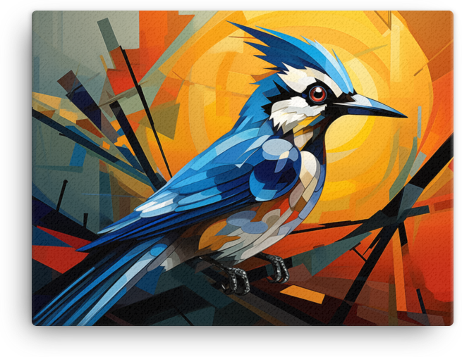 Abstract Blue Jay Brilliance Canvas Wall Art