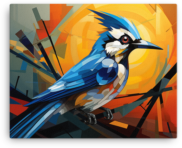 Abstract Blue Jay Brilliance Canvas Wall Art