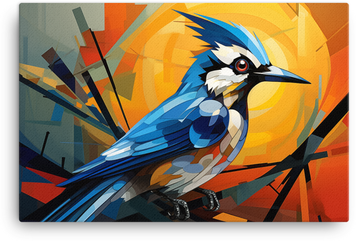 Abstract Blue Jay Brilliance Canvas Wall Art