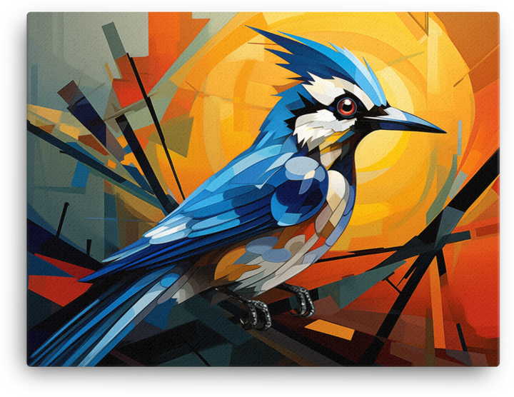 Abstract Blue Jay Brilliance Canvas Wall Art