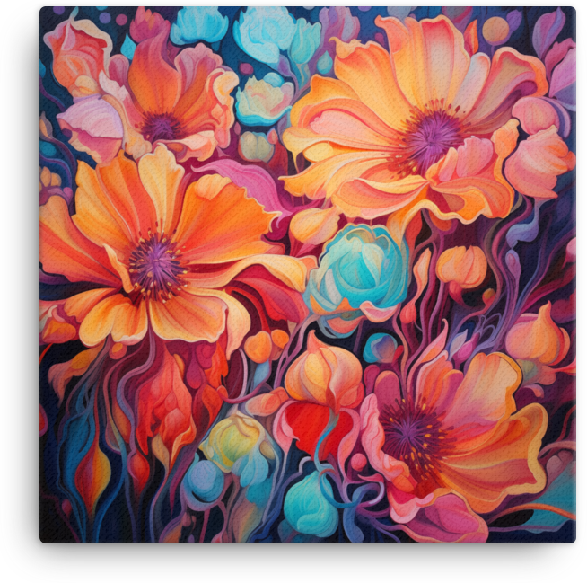 Abstract Floral Symphony in Vivid Colors Canvas