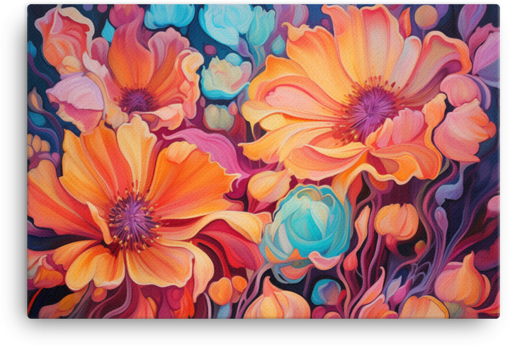 Abstract Floral Symphony in Vivid Colors Canvas