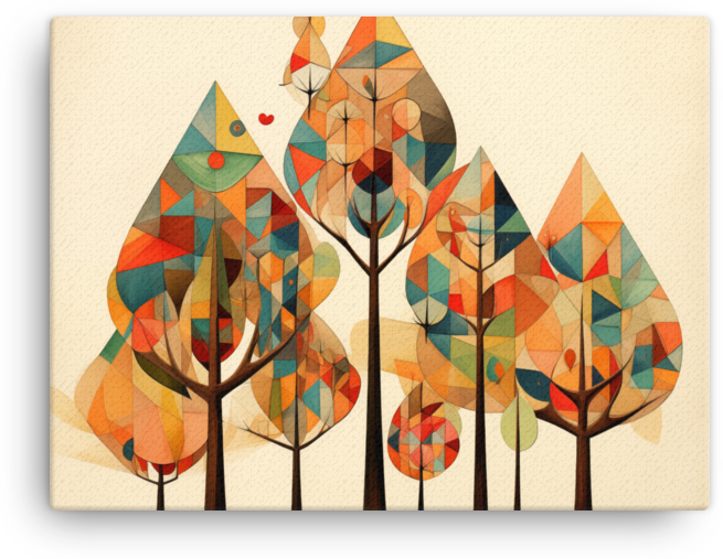 Abstract Geometric Autumn Forest Canvas wall art