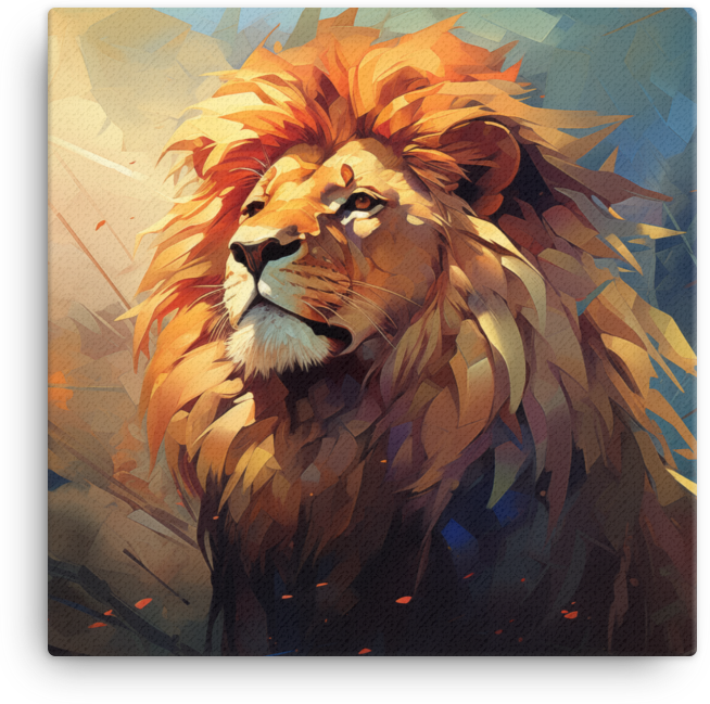 Abstract Regal Lion Stare Canvas Wall Art