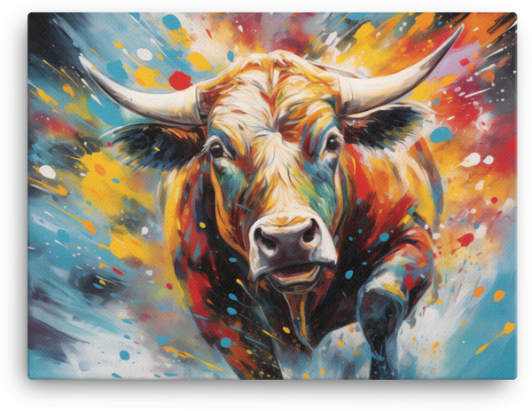 Abstract Splash Cow Canvas Wall Art
