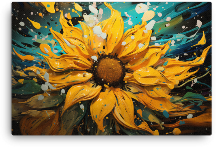 Abstract Splatter Sunflower Canvas Wall Art wall art