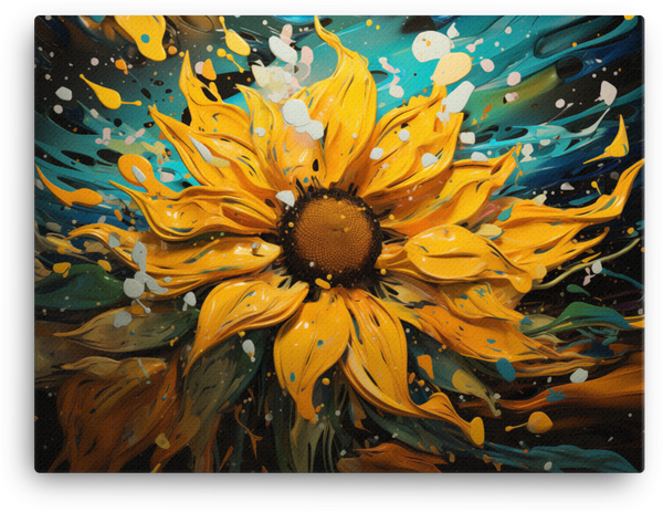 Abstract Splatter Sunflower Canvas Wall Art wall art