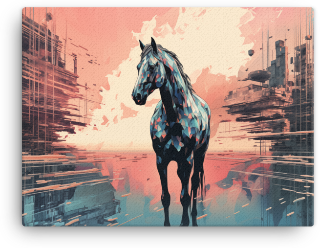 Abstract Urban Dawn Horse Canvas Wall Art