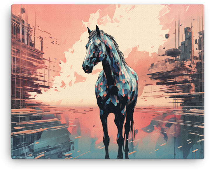 Abstract Urban Dawn Horse Canvas Wall Art