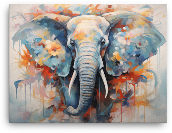 Abstract Watercolor Elephant Canvas Wall Art