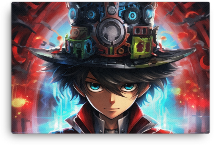 Anime Character with Mechanized Hat Canvas