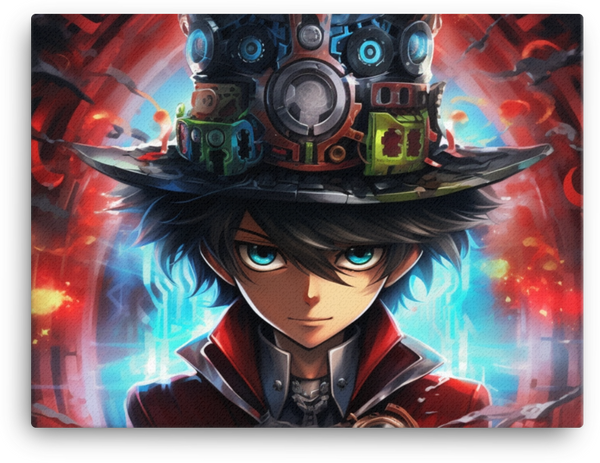 Anime Character with Mechanized Hat Canvas
