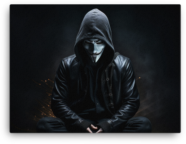 Anonymous Shadow: Mysterious Masked Figure Canvas