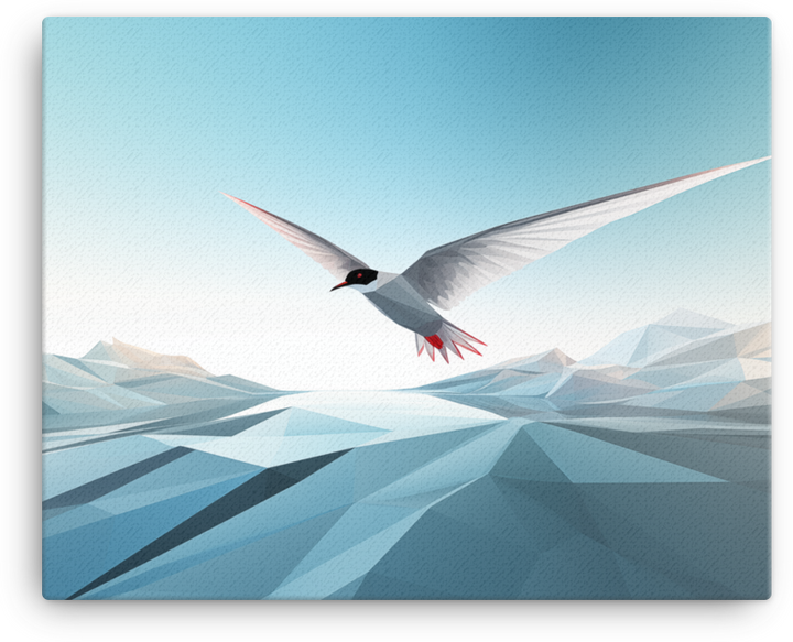 Arctic Tern Over Ice Floes Canvas Wall Art