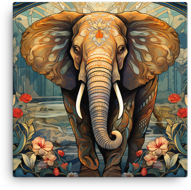 Art Nouveau Elegance Elephant Canvas Wall Art