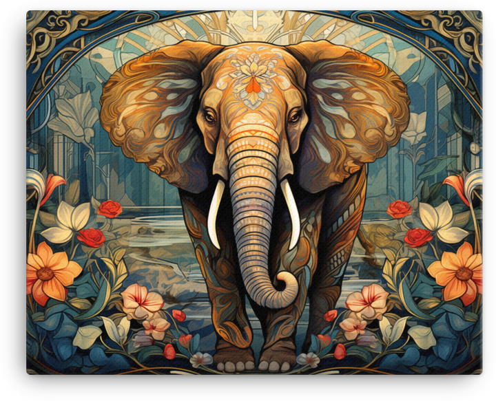 Art Nouveau Elegance Elephant Canvas Wall Art
