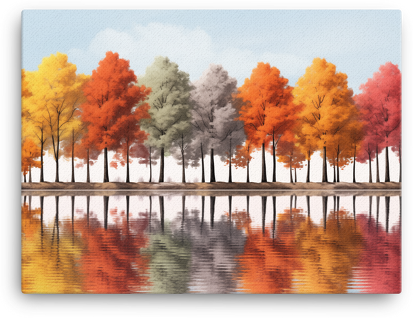Autumn Reflections Tree Line Canvas wall art