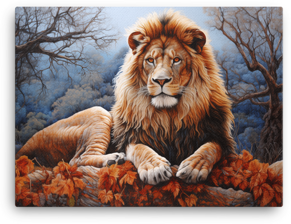 Autumn Sovereign Lion Canvas Wall Art