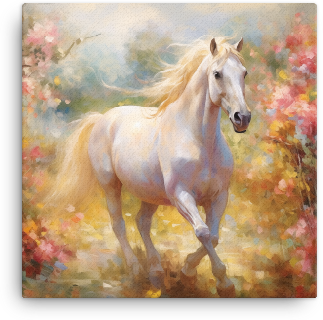 Blossom Breeze Horse Canvas Wall Art
