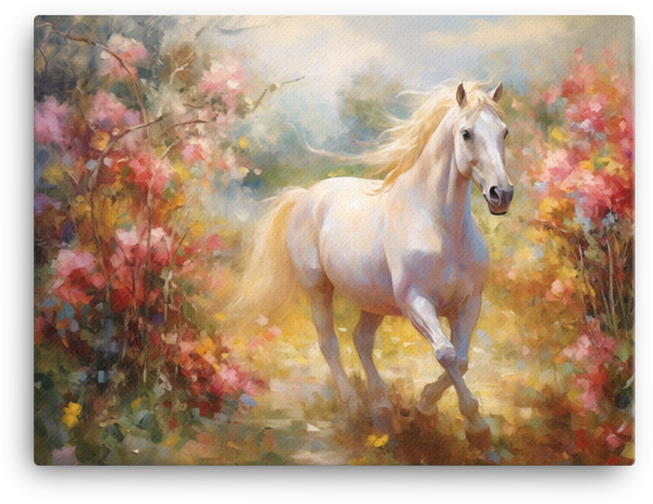 Blossom Breeze Horse Canvas Wall Art