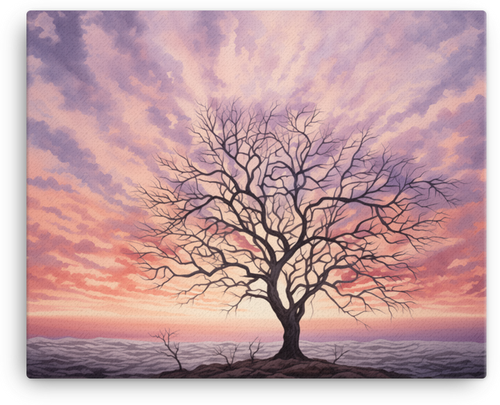 Blush Sky Lone Tree Canvas wall art