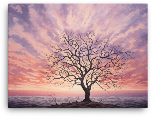 Blush Sky Lone Tree Canvas wall art