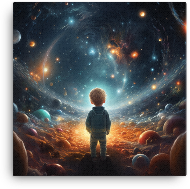 Boy's Cosmic Adventure: Galaxy Dreams Canvas