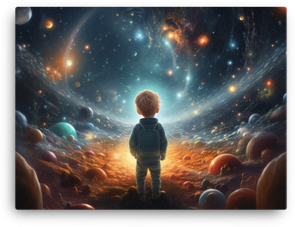 Boy's Cosmic Adventure: Galaxy Dreams Canvas