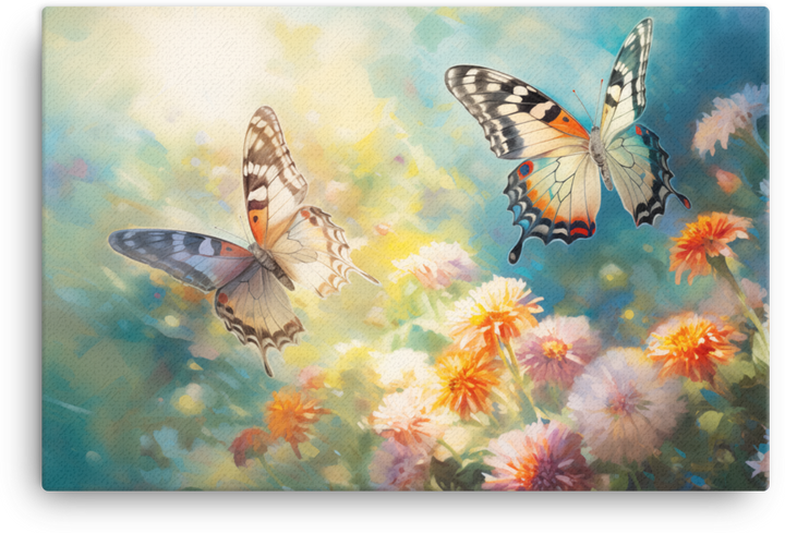 Butterfly Dance in Floral Splendor Canvas Wall Art wall art