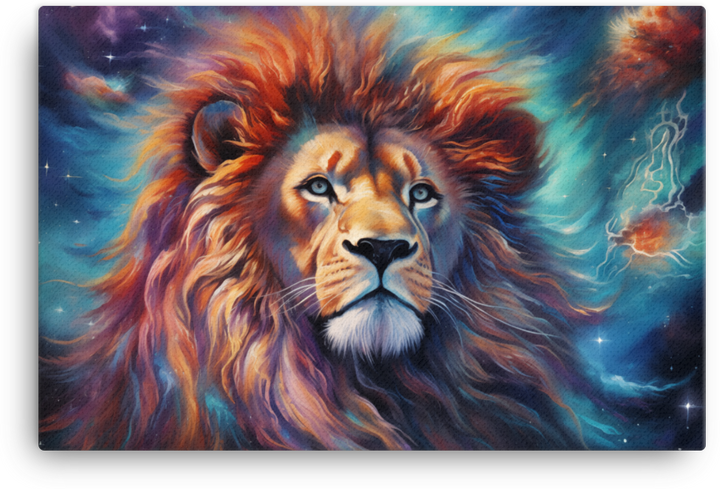 Celestial Mane Lion Canvas Wall Art