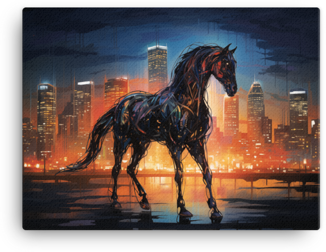 City Lights Stallion Canvas Wall Art