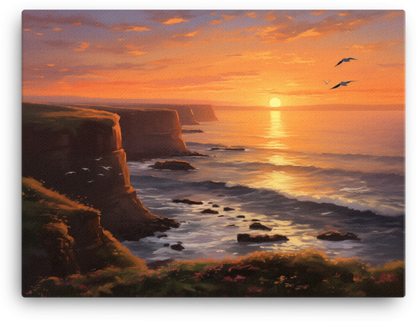 Coastal Cliffs at Sunset Canvas wall art