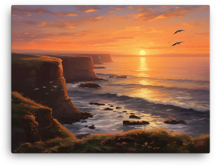 Coastal Cliffs at Sunset Canvas wall art