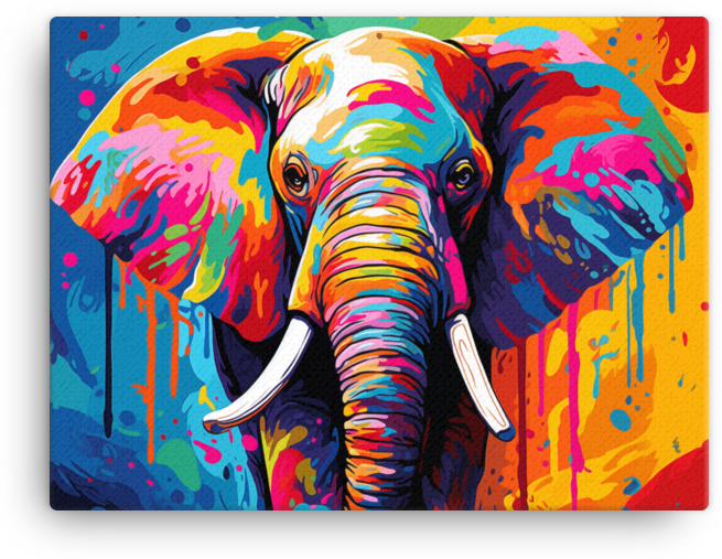 Colorburst Elephant Canvas Wall Art