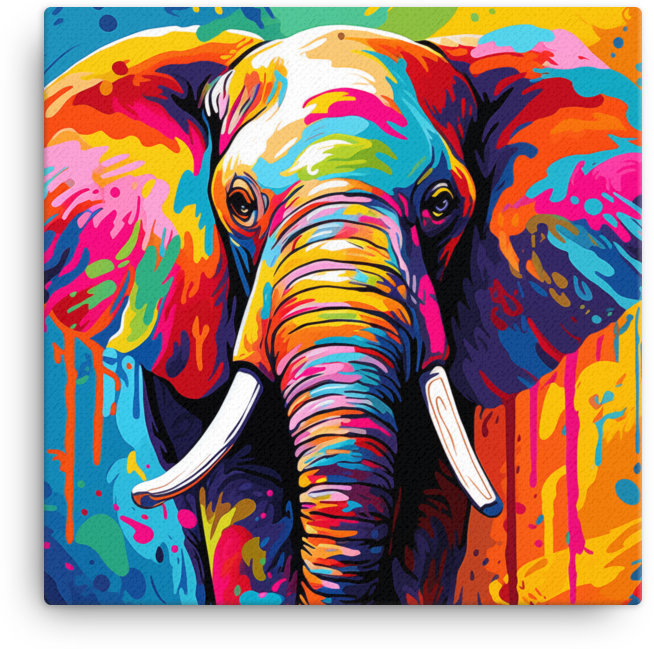 Colorburst Elephant Canvas Wall Art