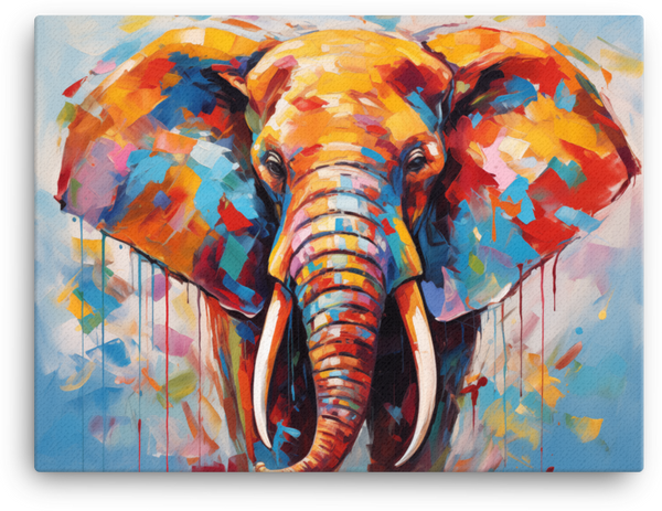 Colorful Expressionist Elephant Canvas Wall Art