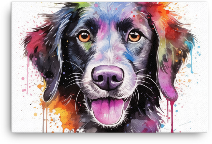 Colorful Splash Watercolor Dog Portrait Canvas