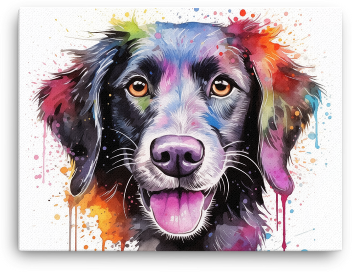 Colorful Splash Watercolor Dog Portrait Canvas