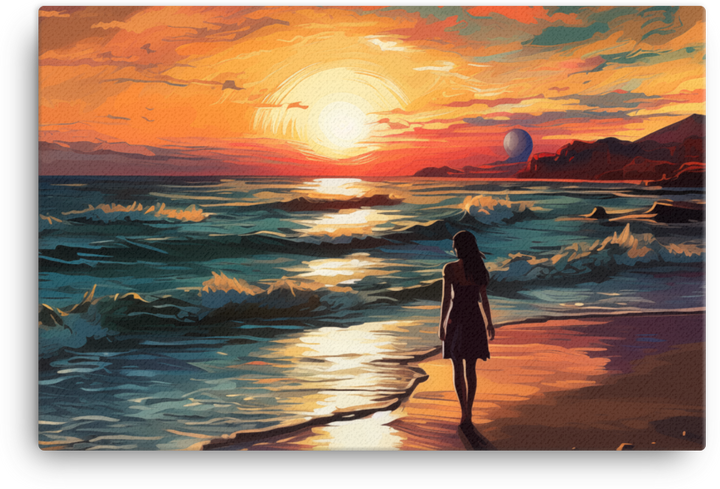 Contemplative Twilight Shoreline Canvas
