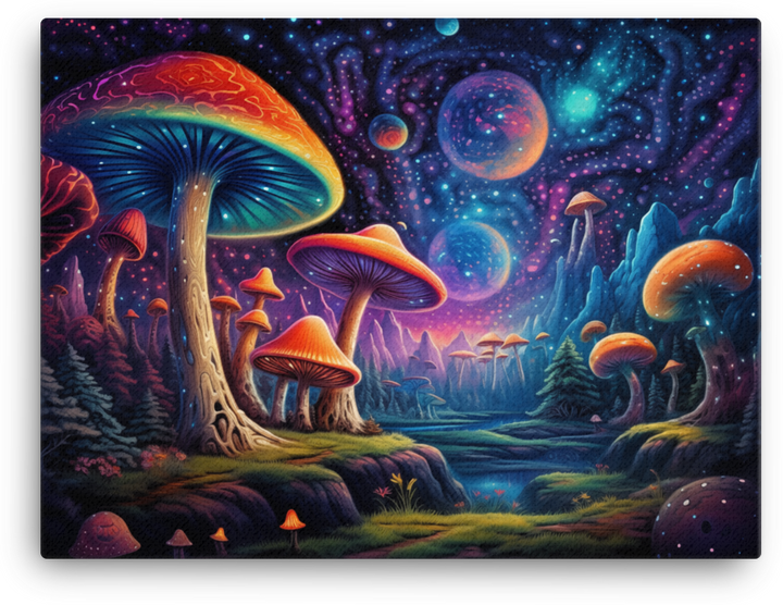 Cosmic Dawn Mushroom Vista Canvas