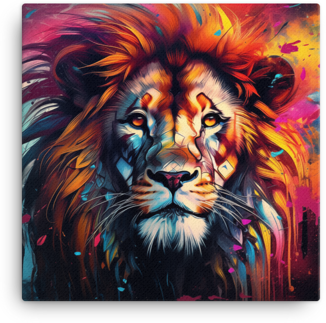 Cosmic Fury Lion Canvas Wall Art