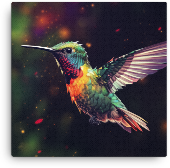 Cosmic Hummingbird Flight Canvas Wall Art