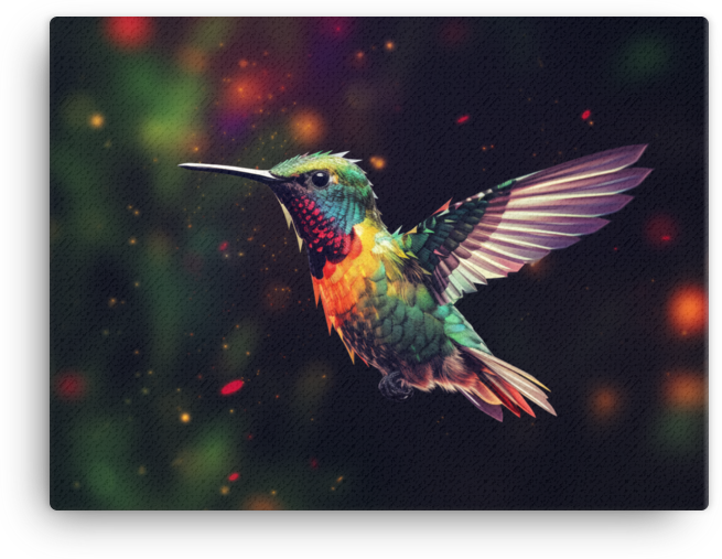 Cosmic Hummingbird Flight Canvas Wall Art