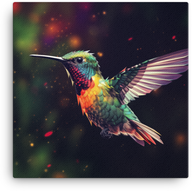 Cosmic Hummingbird Flight Canvas Wall Art