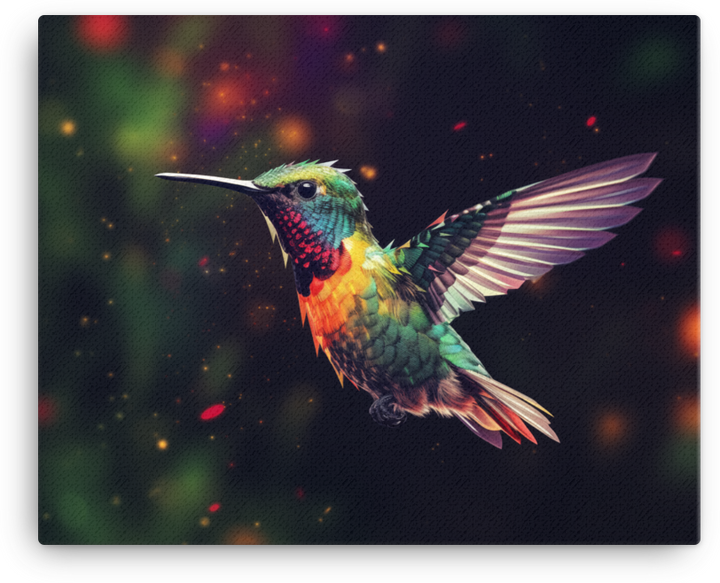 Cosmic Hummingbird Flight Canvas Wall Art