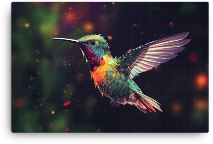 Cosmic Hummingbird Flight Canvas Wall Art