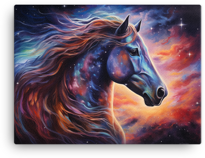 Cosmic Mane Horse Canvas Wall Art